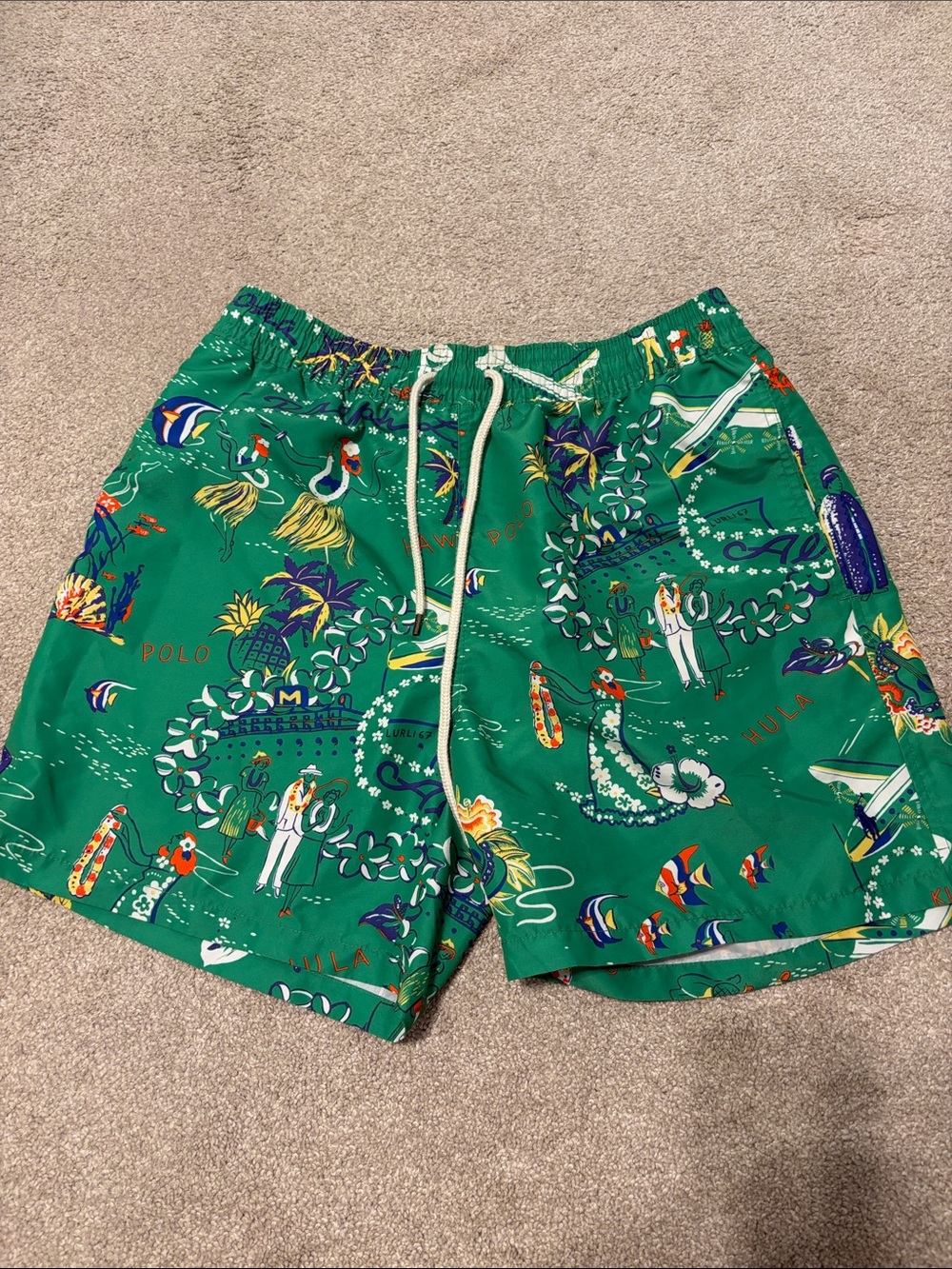 Polo by Ralph Lauren Green Tropical Scene Men’s Swim Trunks